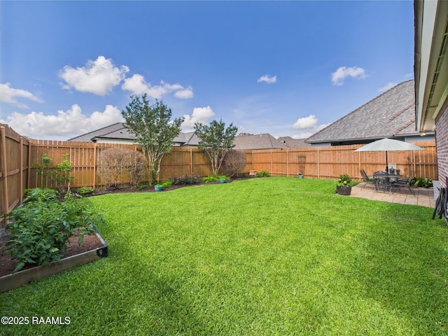 111 Croft Row, Lafayette, LA 70503 - view of yard featuring a fenced backyard, a patio, and a garden