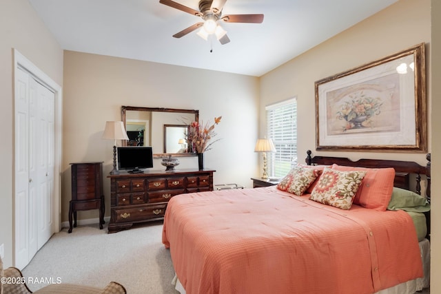 202 N Anita St, Lafayette, LA 70501 - bedroom featuring ceiling fan, a closet, baseboards, and light carpet