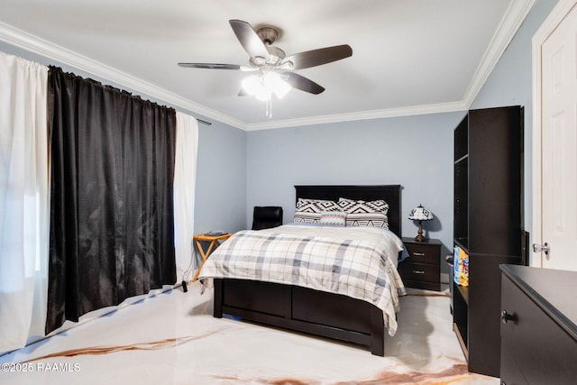 112 Hillside Dr Unit 3, Lafayette, LA 70503 - bedroom featuring crown molding and a ceiling fan