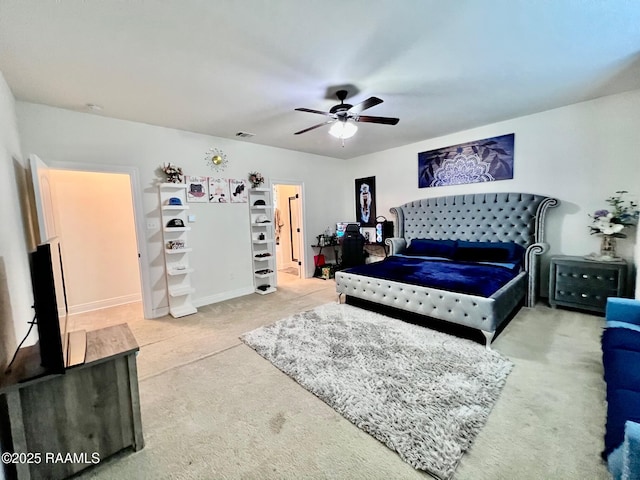 1935 Heberts Pass, Lake Charles, LA 70607 - bedroom featuring visible vents, ceiling fan, and carpet flooring