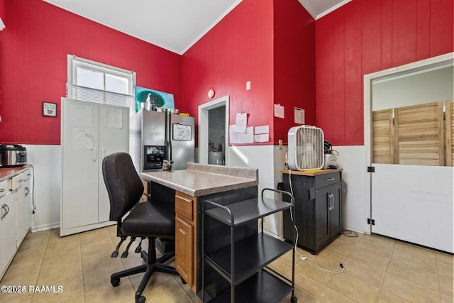 office with light tile patterned flooring