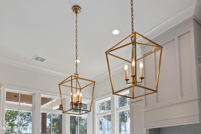 301 Greyford Dr, Lafayette, LA 70503 - room details featuring recessed lighting, visible vents, and an inviting chandelier