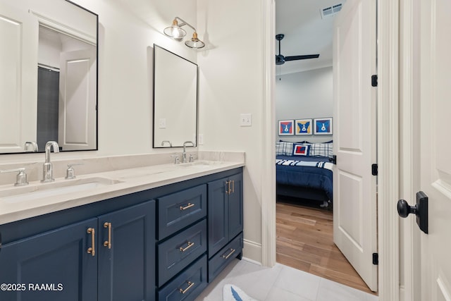 301 Greyford Dr, Lafayette, LA 70503 - full bathroom featuring tile patterned floors, a sink, visible vents, and double vanity
