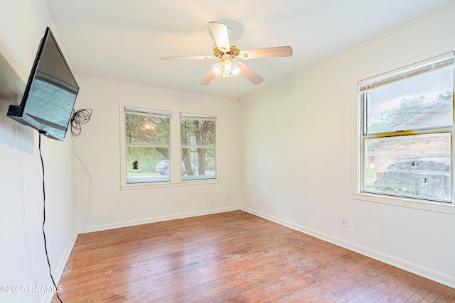 204 Eastland Dr, Lafayette, LA 70503 - empty room featuring a ceiling fan, baseboards, ornamental molding, and light wood-type flooring
