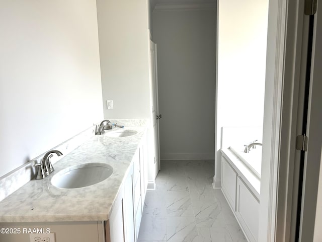 305 Bennington Ln, Youngsville, LA 70592 - full bathroom featuring marble finish flooring, double vanity, and a bath