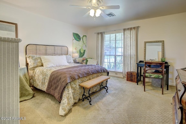 304 Broadmoor Blvd, Lafayette, LA 70503 - bedroom with carpet floors, visible vents, and a ceiling fan