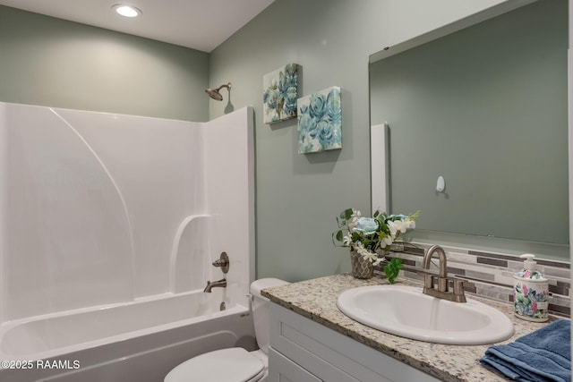 1612 Dehart Dr Unit A, New Iberia, LA 70560 - full bath with vanity, shower / washtub combination, backsplash, toilet, and recessed lighting