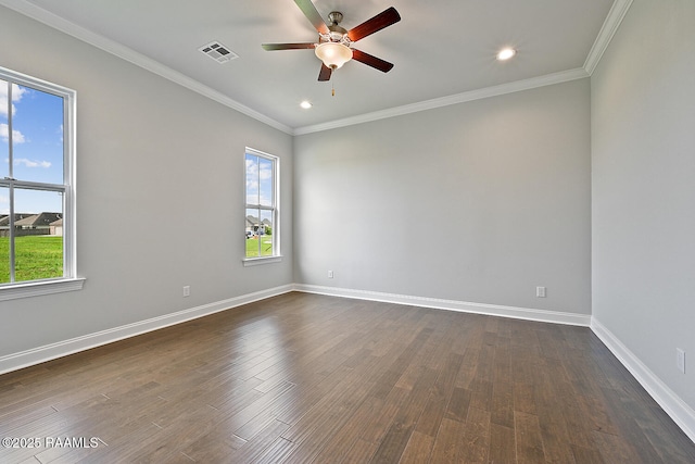 104 Manor House Ln, Lafayette, LA 70507 - empty room with a healthy amount of sunlight, a ceiling fan, dark wood-style flooring, and visible vents