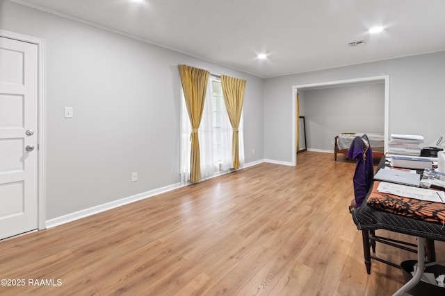 220 N Philo Dr, Lafayette, LA 70506 - home office featuring light wood finished floors, visible vents, recessed lighting, and ornamental molding