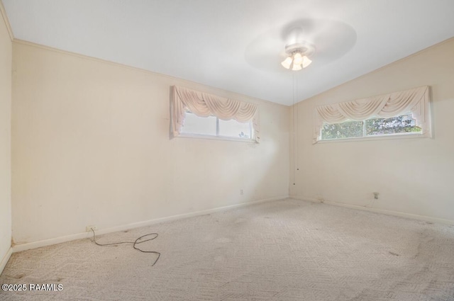 221 Beverly Dr, Lafayette, LA 70503 - unfurnished room with carpet flooring, vaulted ceiling, baseboards, and ceiling fan