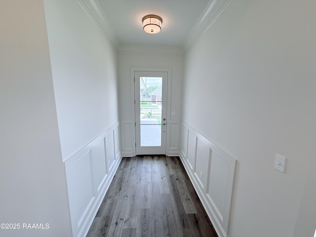 219 Berchman Oaks Dr, Lafayette, LA 70506 - entryway with a decorative wall, ornamental molding, wainscoting, and wood finished floors
