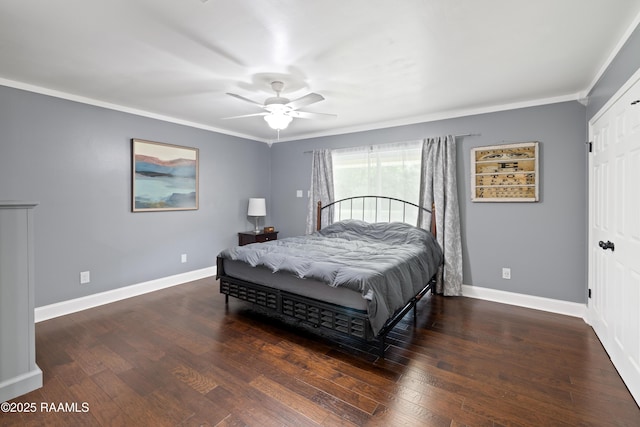 334 Meche Rd, Carencro, LA 70520 - bedroom featuring wood finished floors, baseboards, ornamental molding, and ceiling fan