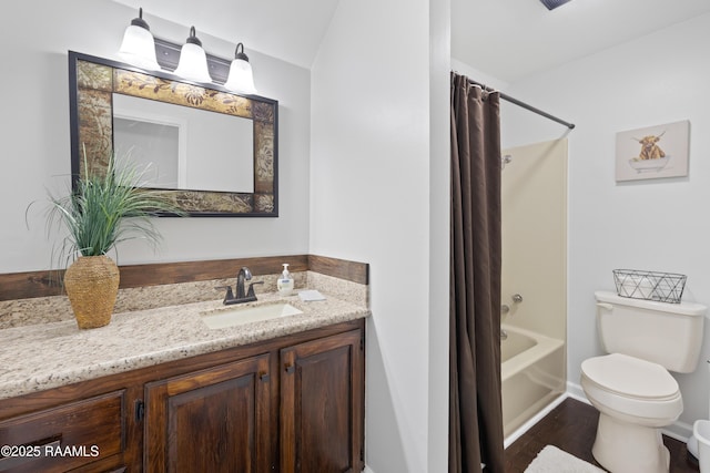 334 Meche Rd, Carencro, LA 70520 - full bathroom featuring toilet, vanity, wood finished floors, and shower / bath combo