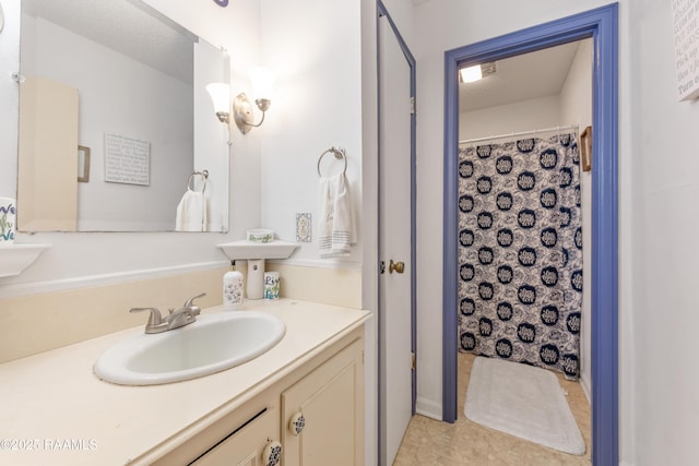 103 Failla Rd, Lafayette, LA 70508 - bathroom featuring tile patterned floors, vanity, and a shower with shower curtain