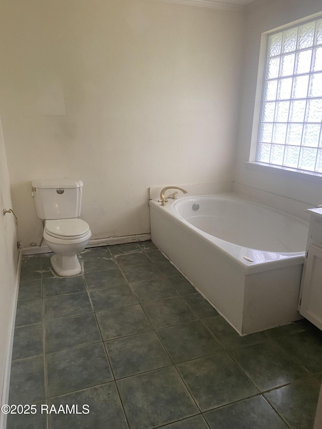 124 Brookside Dr, Lafayette, LA 70505 - full bathroom featuring vanity, toilet, tile patterned flooring, and a garden tub