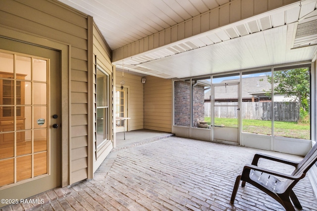 view of unfurnished sunroom