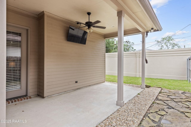 313 Summerland Key Ln, Lafayette, LA 70508 - view of patio / terrace featuring fence and ceiling fan