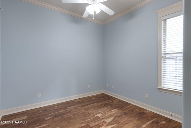 313 Summerland Key Ln, Lafayette, LA 70508 - unfurnished room with crown molding, a ceiling fan, wood finished floors, and a wealth of natural light