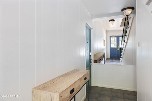 211 Versailles Blvd Unit 5, Lafayette, LA 70501 - mudroom featuring ornamental molding and wood walls
