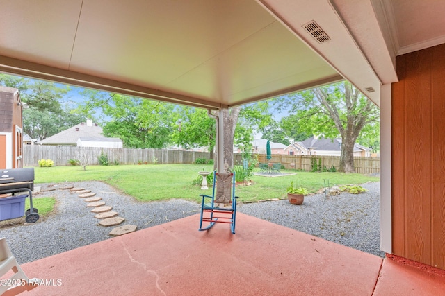 view of patio featuring visible vents and a fenced backyard