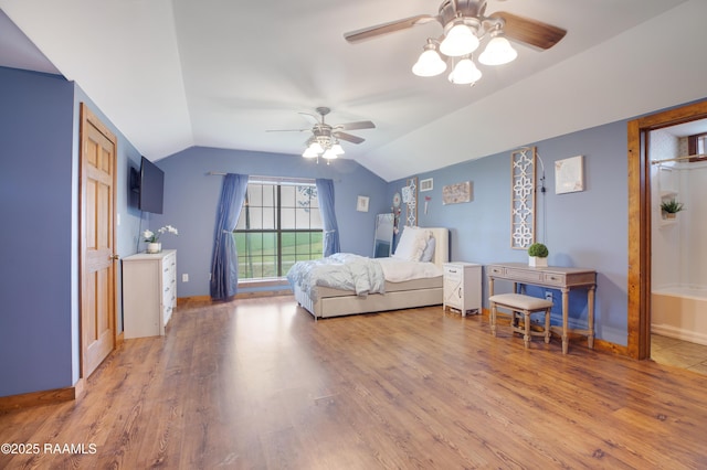 111 W Oaklawn Dr, Franklin, LA 70538 - bedroom featuring light wood-type flooring, ceiling fan, and lofted ceiling
