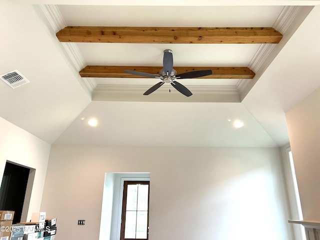 111 Fillmore Way, Lafayette, LA 70506 - detailed view of beam ceiling, ceiling fan, and recessed lighting