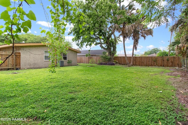 view of yard featuring a fenced backyard