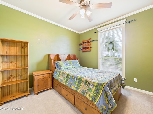 124 Vestige Cir, Lafayette, LA 70508 - bedroom featuring crown molding, ceiling fan, light carpet, and baseboards