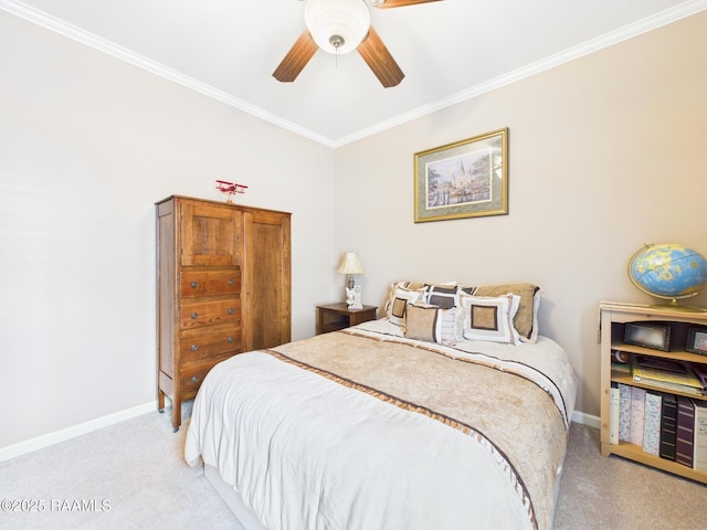 124 Vestige Cir, Lafayette, LA 70508 - bedroom with baseboards, a ceiling fan, crown molding, and carpet flooring