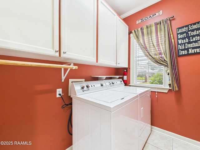 124 Vestige Cir, Lafayette, LA 70508 - washroom with baseboards, light tile patterned floors, washer and dryer, and cabinet space