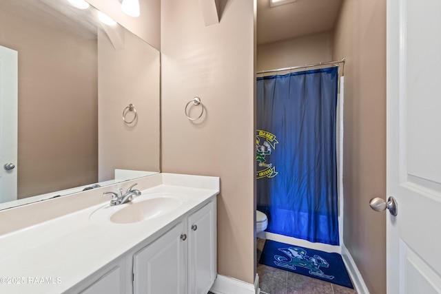 4000 Mchugh Rd Unit 102, Zachary, LA 70791 - full bathroom with vanity, toilet, curtained shower, and tile patterned floors