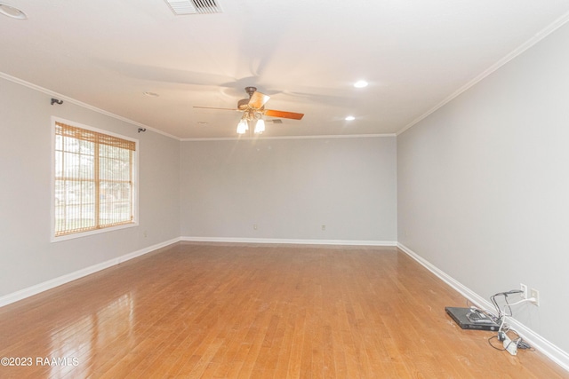 110 Karen Dr, Lafayette, LA 70503 - unfurnished room featuring light wood finished floors, recessed lighting, a ceiling fan, baseboards, and ornamental molding