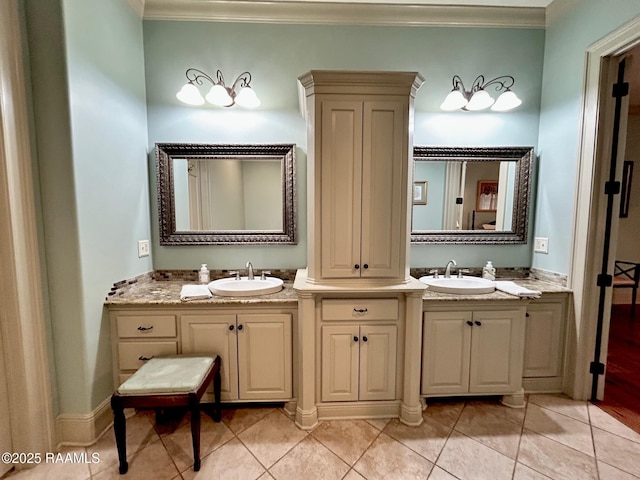 10427 U S Highway 167, Abbeville, LA 70510 - bathroom with a sink, ornamental molding, and double vanity