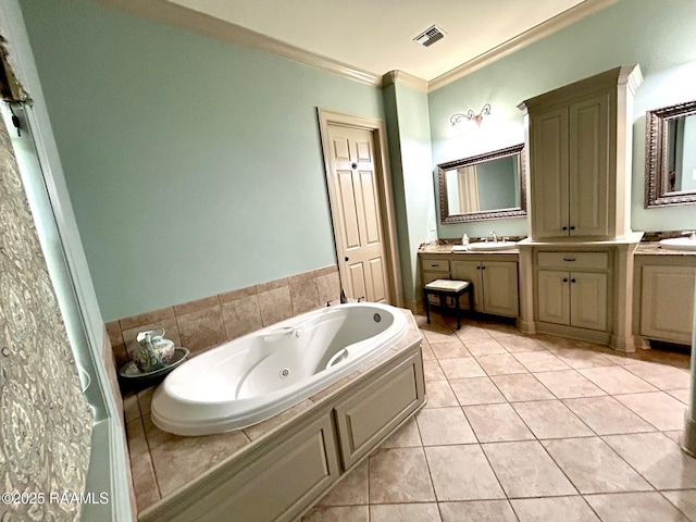 10427 U S Highway 167, Abbeville, LA 70510 - full bath with visible vents, ornamental molding, a whirlpool tub, and vanity