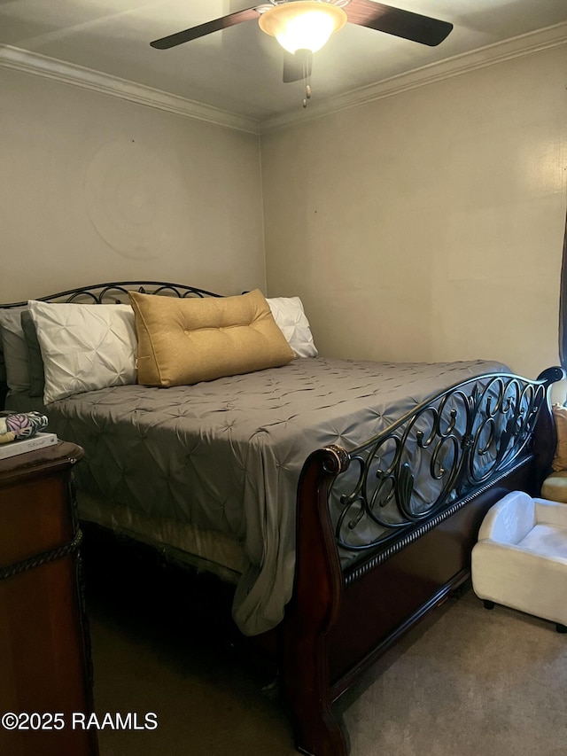 107 Octavia Dr, Scott, LA 70583 - bedroom with ornamental molding, carpet floors, and ceiling fan