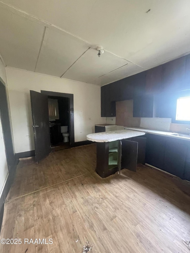 kitchen featuring light countertops and light wood-style flooring