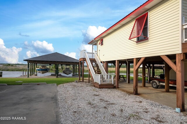 4998 Airhart Rd Unit A, Lake Charles, LA 70605 - exterior space with a water view, a gazebo, and stairway