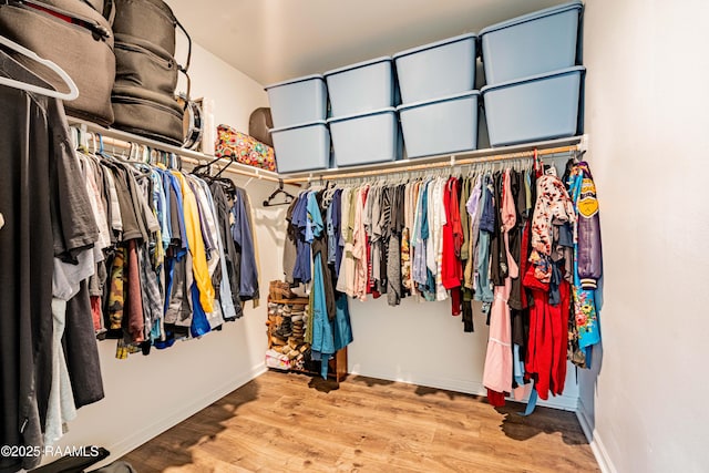 spacious closet with wood finished floors