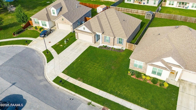 drone / aerial view with a residential view