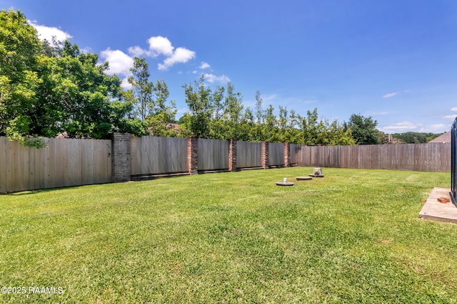 view of yard featuring a fenced backyard