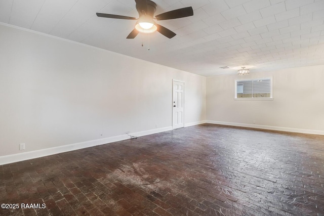 109 W Roosevelt St, Broussard, LA 70518 - unfurnished room with ceiling fan, crown molding, baseboards, and brick patterned flooring