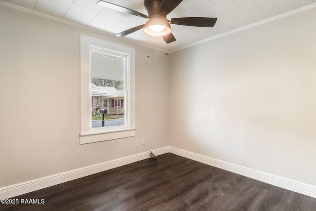 109 W Roosevelt St, Broussard, LA 70518 - unfurnished room featuring dark wood-style flooring, baseboards, ornamental molding, and ceiling fan