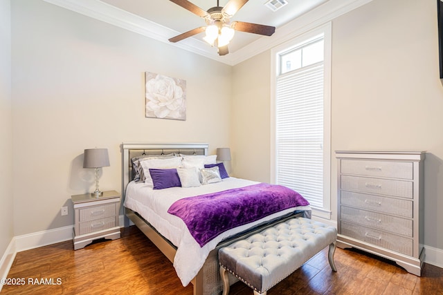 104 Peaceful Hollow Ln, Lafayette, LA 70508 - bedroom with crown molding, baseboards, visible vents, and wood finished floors