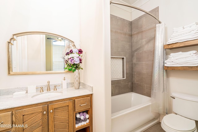 104 Peaceful Hollow Ln, Lafayette, LA 70508 - bathroom with vanity, shower / tub combo with curtain, and toilet