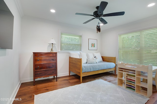 1022 Roselawn Dr, Lafayette, LA 70503 - bedroom with crown molding, recessed lighting, and wood finished floors