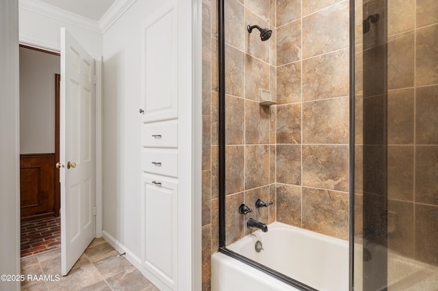 201 W Eleanor St, Opelousas, LA 70570 - bathroom featuring crown molding and shower / bathtub combination