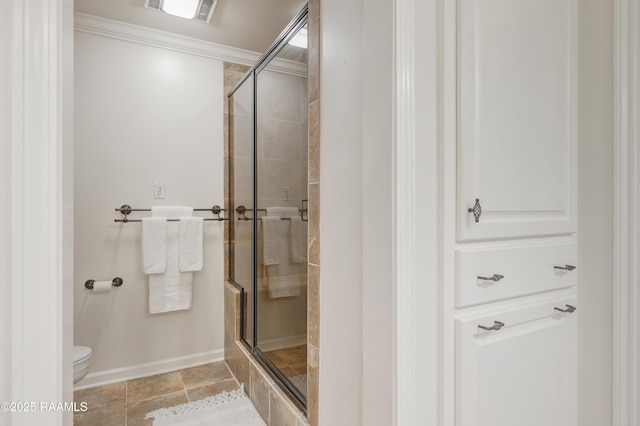 201 W Eleanor St, Opelousas, LA 70570 - full bath featuring a tile shower, crown molding, and stone finish floors