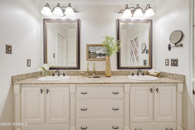 201 W Eleanor St, Opelousas, LA 70570 - full bathroom featuring double vanity and ornamental molding