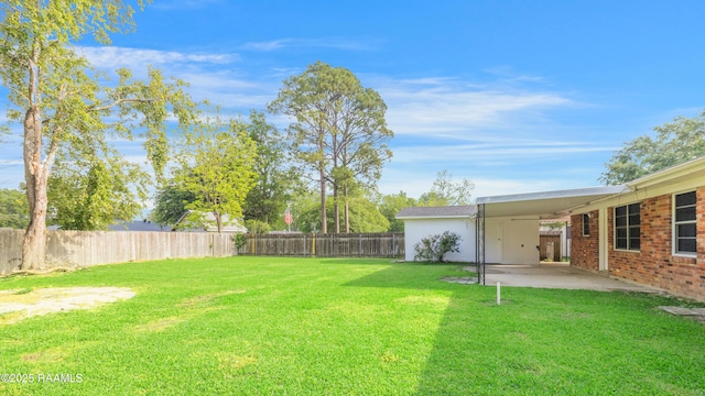 view of yard featuring a fenced backyard and a patio area