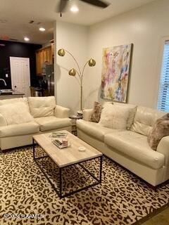 701 W Taft St Unit 7, Lafayette, LA 70503 - living area featuring ceiling fan and recessed lighting